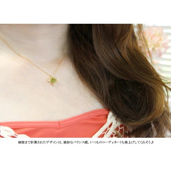 ペリドット ネックレス レディース K18 ダイヤモンド 誕生石