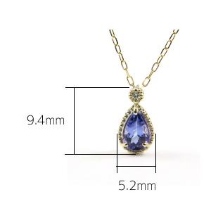 タンザナイト　ネックレス レディース　K18 ネックレス ダイヤモンド0.01ct 12月誕生石 タンザナイト　ペアシェイプ ミル打ち ペンダントの画像