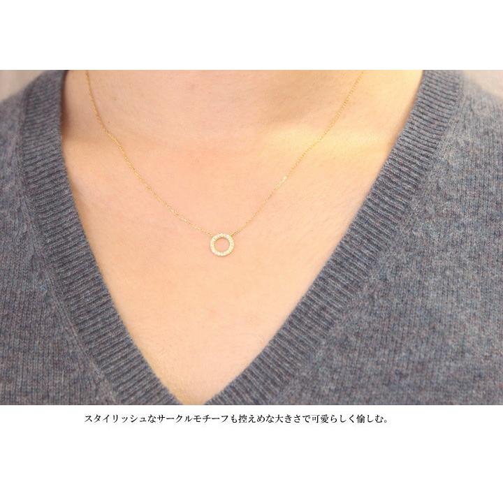 K18 ネックレスダイヤモンド0.10ct サークル 丸 円 ダイヤモンドネックレス ダイヤモンド0.10ct オープン ギフト プレゼントの画像