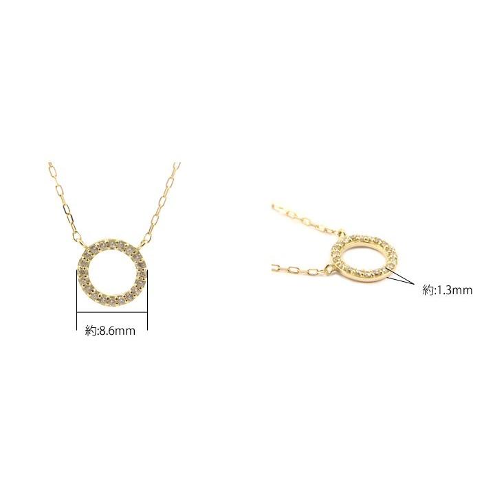 K18 ネックレスダイヤモンド0.10ct サークル 丸 円 ダイヤモンドネックレス ダイヤモンド0.10ct オープン ギフト プレゼントの画像