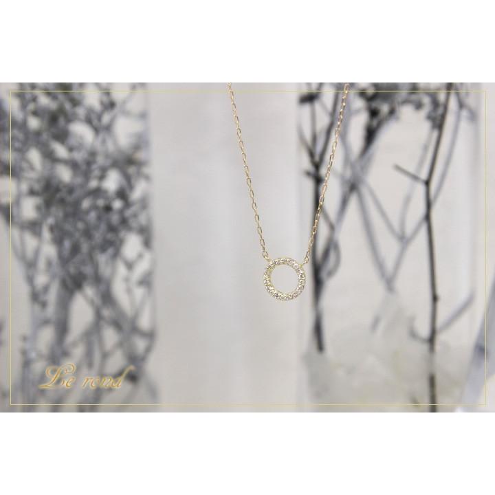 K18 ネックレスダイヤモンド0.10ct サークル 丸 円 ダイヤモンドネックレス ダイヤモンド0.10ct オープン ギフト プレゼントの画像