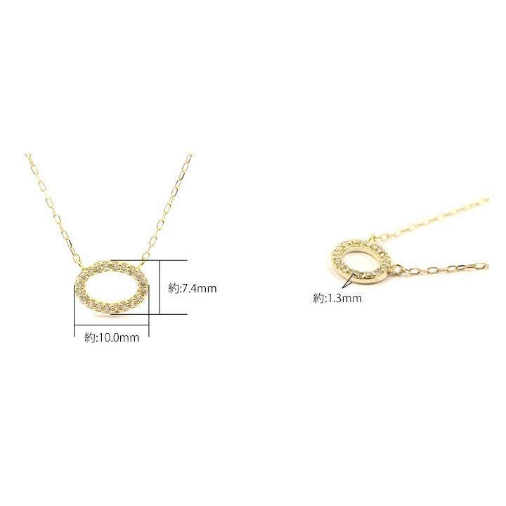 K18 ネックレスダイヤモンド0.10ct サークル 楕円 ダイヤモンドネックレス ダイヤモンド0.10ct オープン ギフトの画像