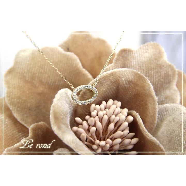 K18 ネックレスダイヤモンド0.10ct サークル 楕円 ダイヤモンドネックレス ダイヤモンド0.10ct オープン ギフトの画像