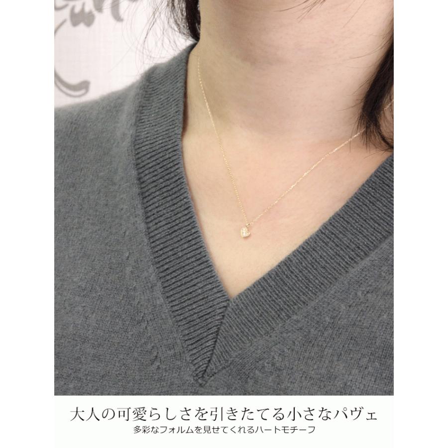 ダイヤモンド ネックレス レディース K18 0.02ct パヴェ ペンダント  