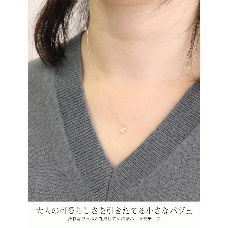 ダイヤモンド ネックレス レディース K10 0.03ct パヴェ ペンダント 