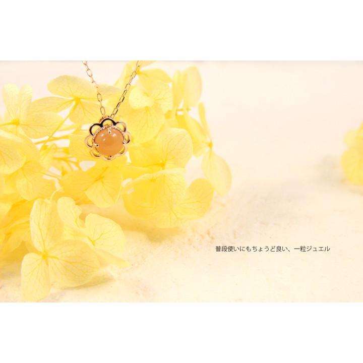 ネックレス レディース K10 カラーストーン フラワー 花 可愛い 一粒