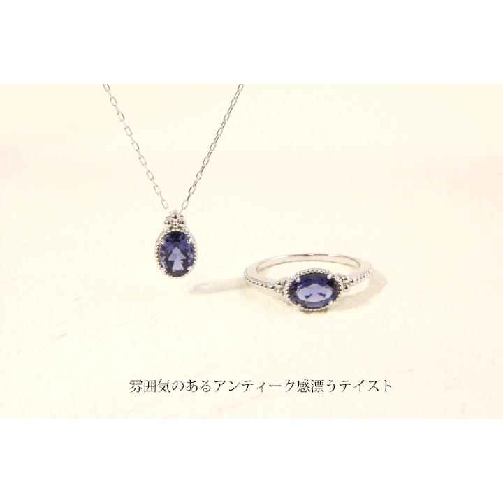 ネックレス レディース Pt900 アイオライト ペンダント オーバルカット 