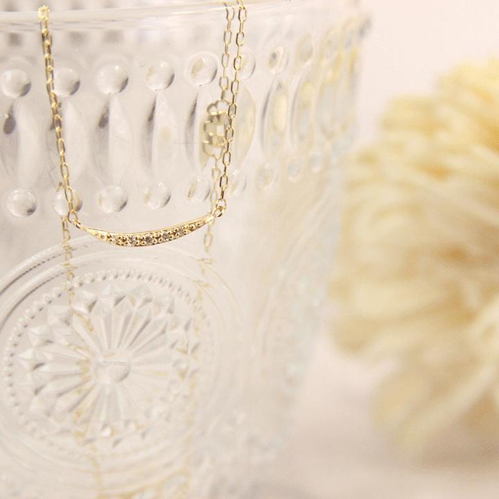 ダイヤモンド ネックレス レディース K18 0.02ct ペンダント バー  