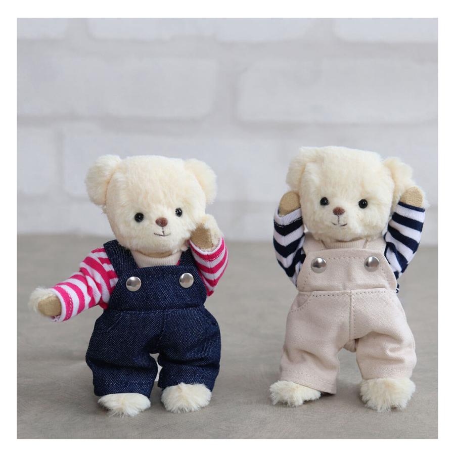 ぬいぐるみ 服 12cm 女の子 着せ替え コスチューム 可愛い お揃い プティルウ 4S おしゃれこぐま2026春 TBオーバーオールアイボリー | プティルウ | 05
