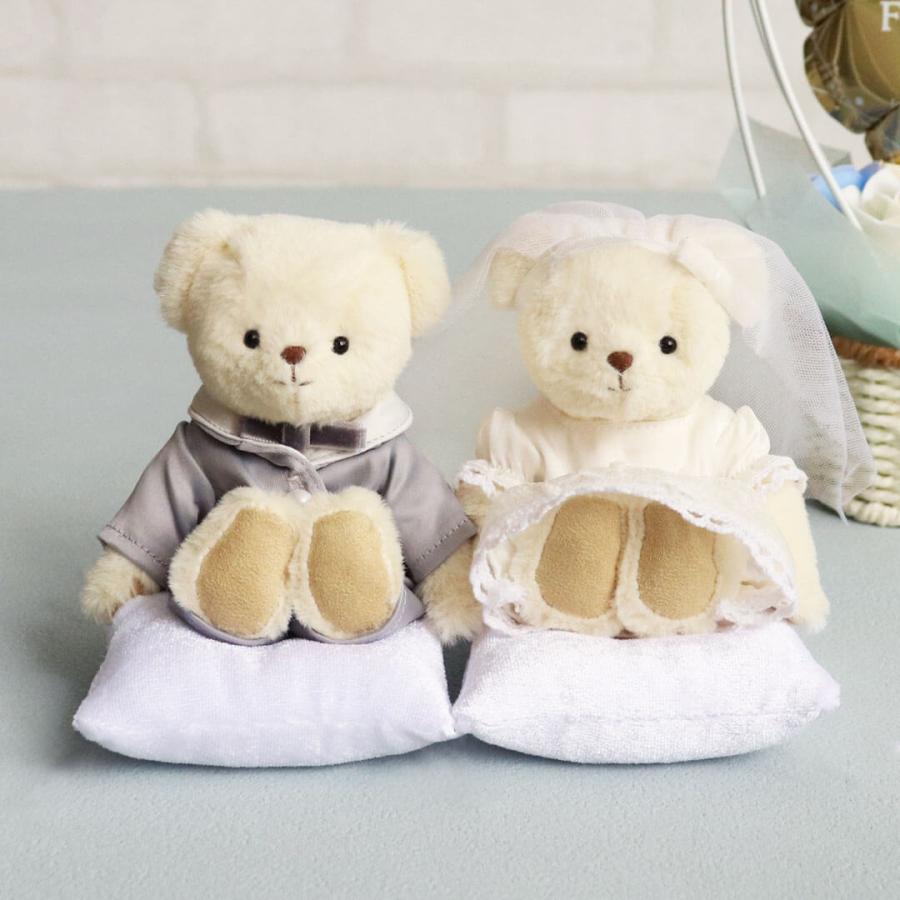 結婚祝い プレゼント ペア 結婚式 ぬいぐるみ くま オシャレ 女友達 ウェルカムスペース ハッピーウェディングベアフラワーセット