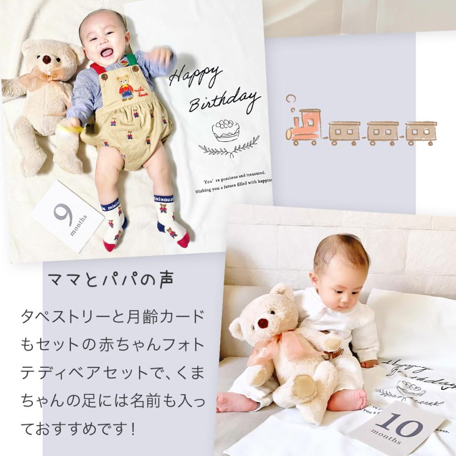 月齢フォト グッズ マンスリーカード ニューボーンフォト ぬいぐるみ ファーストトイ くま タペストリー 出産祝い 女の子 男の子 赤ちゃんフォトベアセットの画像