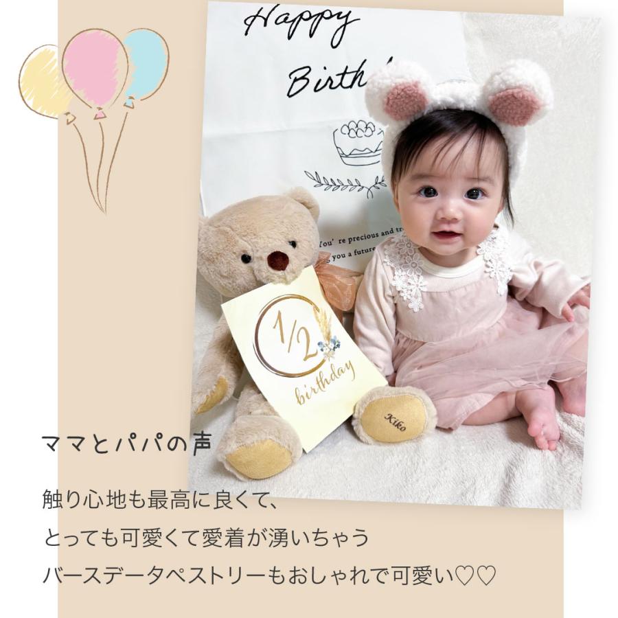 月齢フォト グッズ マンスリーカード ニューボーンフォト ぬいぐるみ ファーストトイ くま タペストリー 出産祝い 女の子 男の子 赤ちゃんフォトベアセットの画像