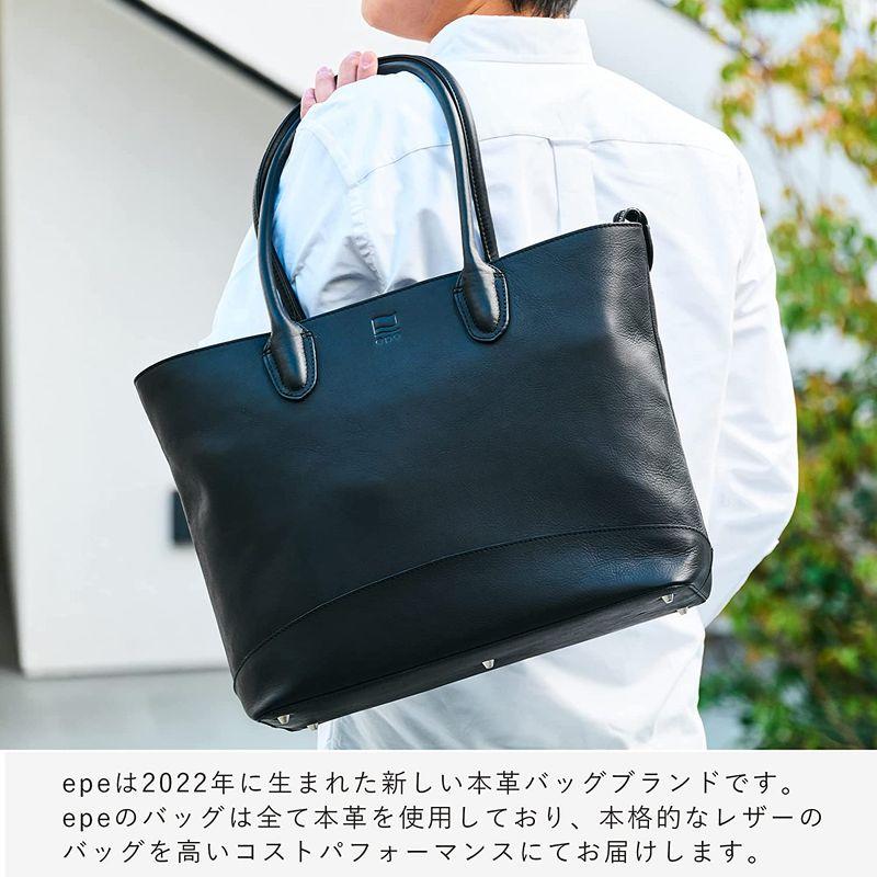 epe トートバッグ 本革 メンズ A4 大容量 レザー ブランド 無地 通勤 通学 (ネイビー) トートバッグ 本革 メンズ A4 大容量 レザー ブランド 無地 通勤 通学 ネイビー