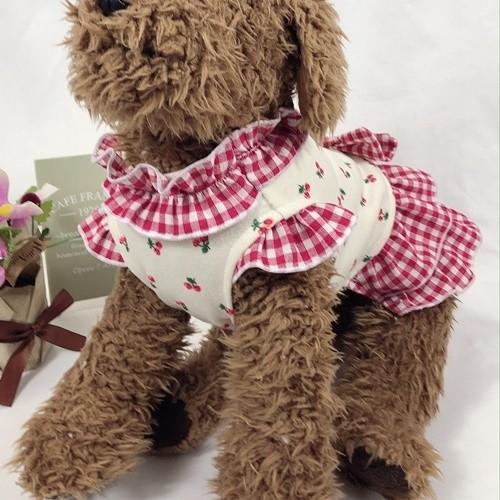 犬服 犬 服 犬の服 ワンピース ふりふり 春 トイプードル ダックスフンド チワワ レッドチェック チェリー柄 Dogwp Sameas 通販 Yahoo ショッピング