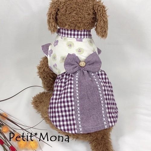 犬服　犬　服  犬の服　秋  ハンドメイド　ワンピース　　トイプードル　ダックスフンド　チワワ　パンジー｜petitmona｜02