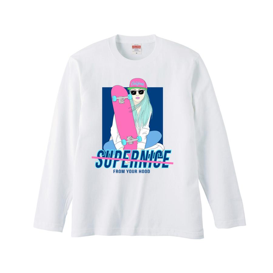 Tシャツ メンズ ロングスリーブ スケートボード スケボー イラスト