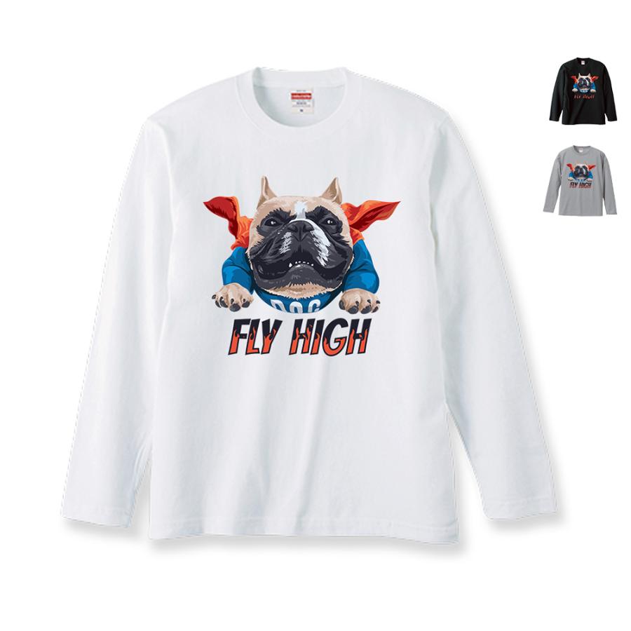 Tシャツ メンズ ロングスリーブ 犬柄 フレンチブルドッグ 面白 クルー