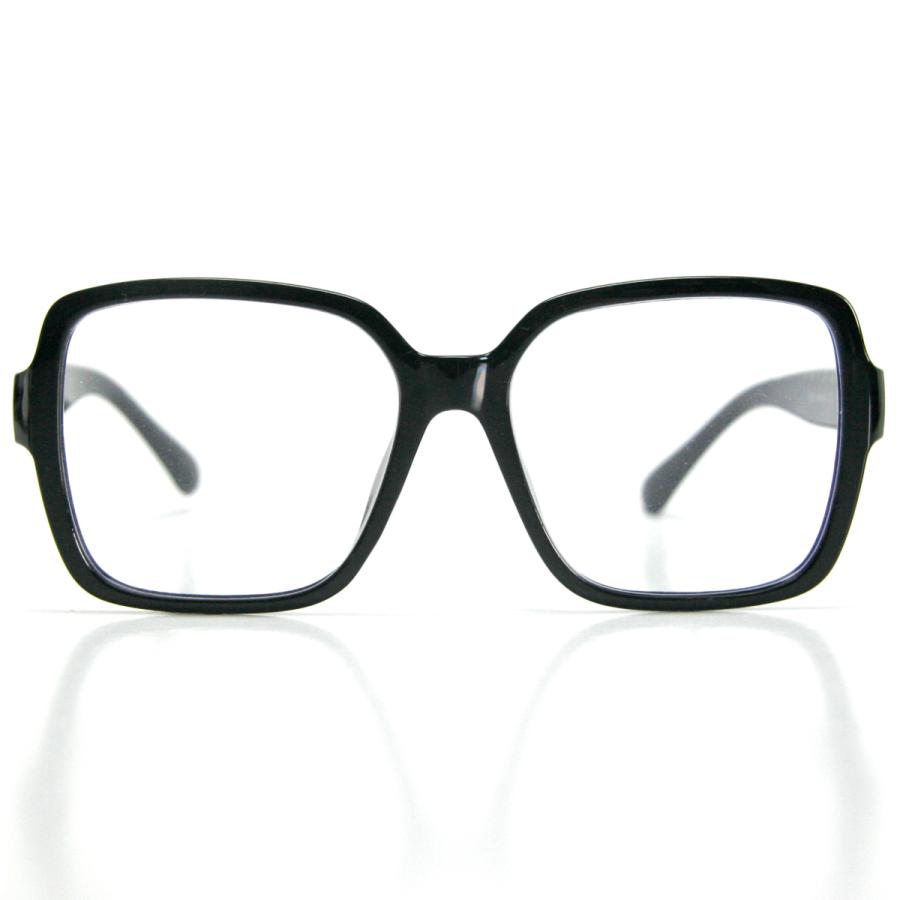 富士山眼鏡）ビッグフレーム ブルーライトカット 伊達メガネ 黒縁
