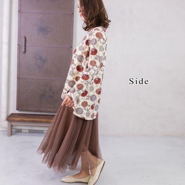 値下げ 北欧調花柄の起毛チュニック / レディース 春 秋 冬 梅春 花柄