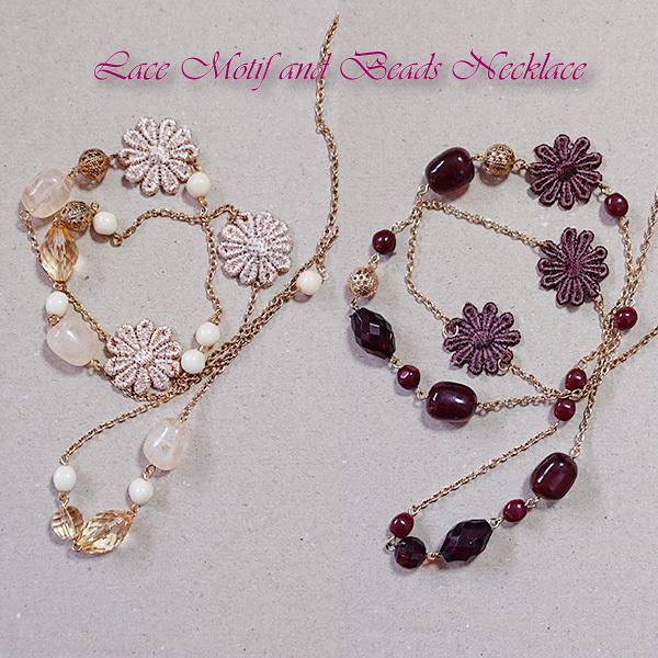 ビーズとフラワーレースのネックレス / レディース 花 ロング 春 夏 秋 冬 オールシーズン |  | 03
