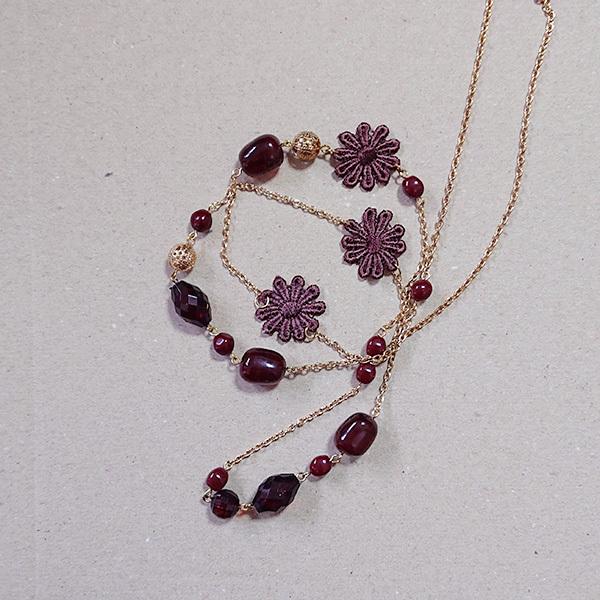 ビーズとフラワーレースのネックレス / レディース 花 ロング 春 夏 秋 冬 オールシーズン |  | 01