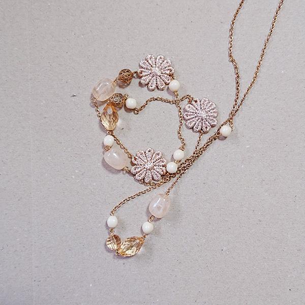 ビーズとフラワーレースのネックレス / レディース 花 ロング 春 夏 秋 冬 オールシーズン |  | 02