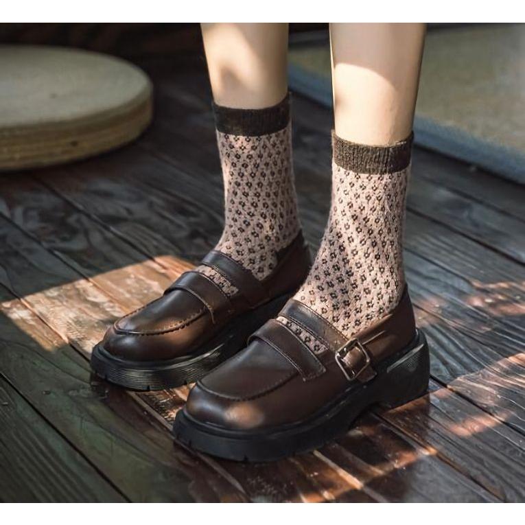 ウール混クルーソックス（トラッド調ブラウン系）/ レディース 秋 冬 靴下 毛混 暖かい チェック アーガイル フェアアイル 伝統柄 |  | 03