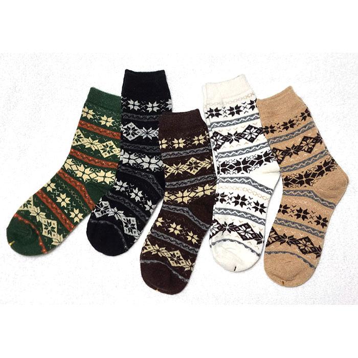 ノルディック柄のクルーソックス / レディース 秋 冬 靴下 北欧 雪柄