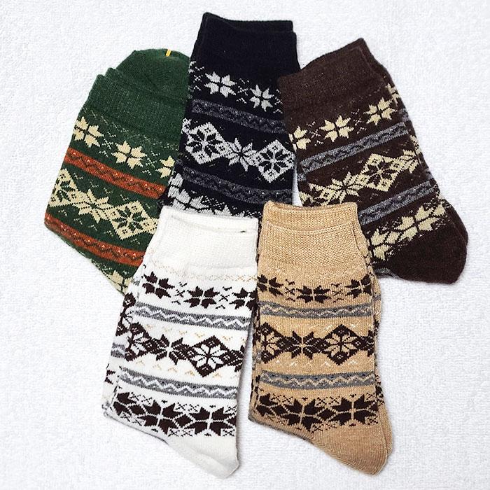 ノルディック柄のクルーソックス / レディース 秋 冬 靴下 北欧 雪柄