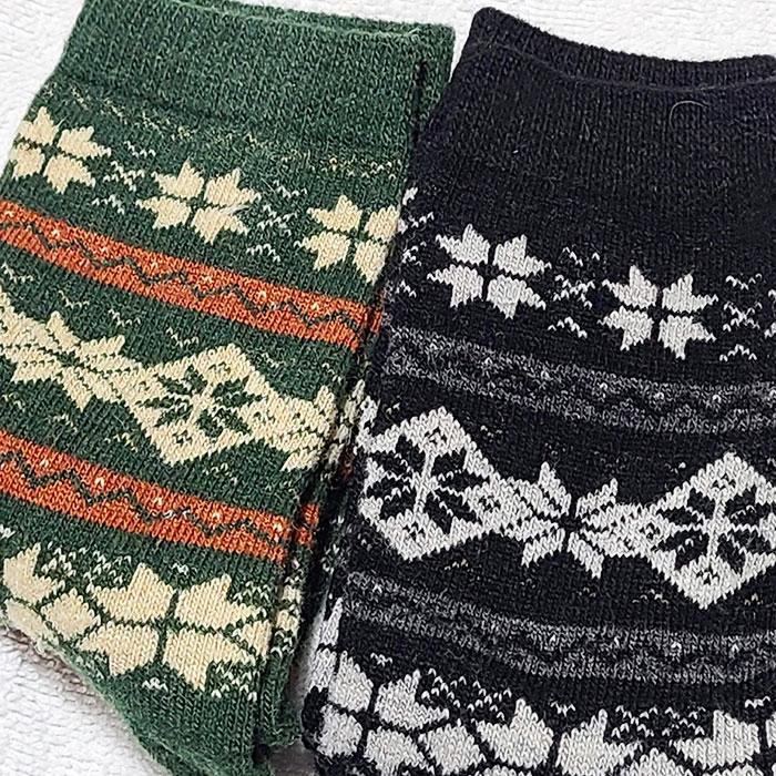 ノルディック柄のクルーソックス / レディース 秋 冬 靴下 北欧 雪柄