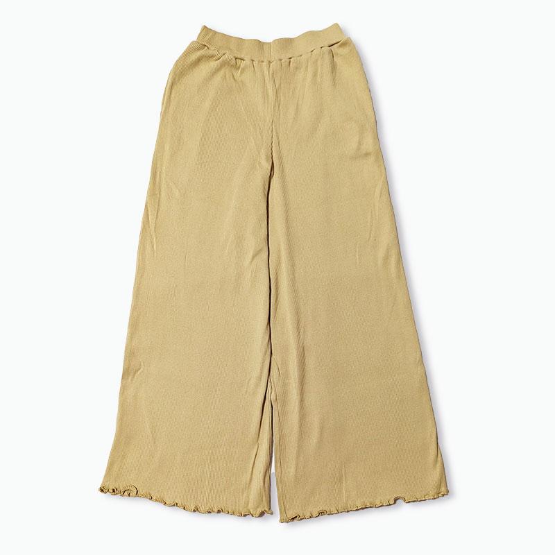 再値下げ 裾メロウのリブワイドパンツ / レディース 春 秋 冬 ロング  