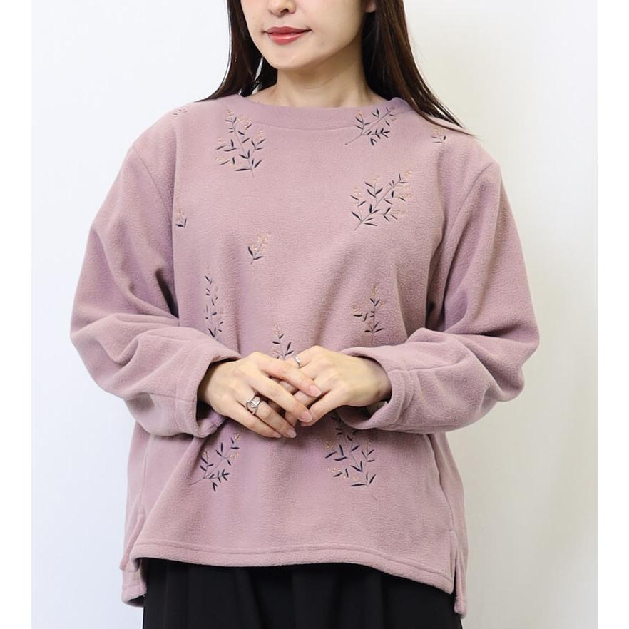 値下げ ボタニカル刺繍のフリースプルオーバー / レディース 秋 冬