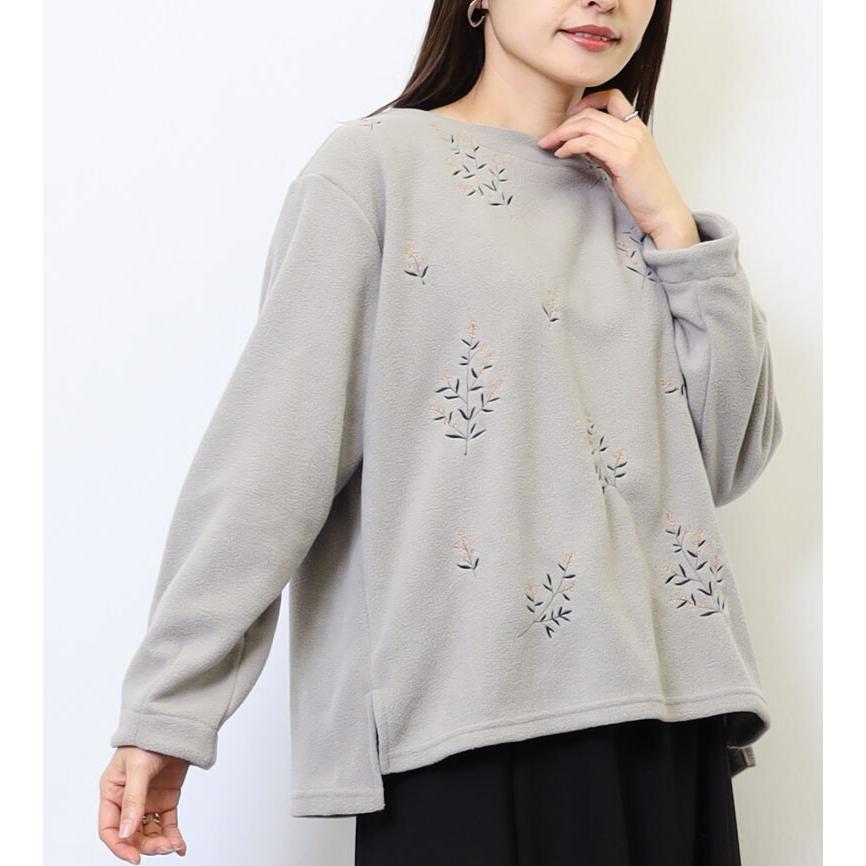 値下げ ボタニカル刺繍のフリースプルオーバー / レディース 秋 冬