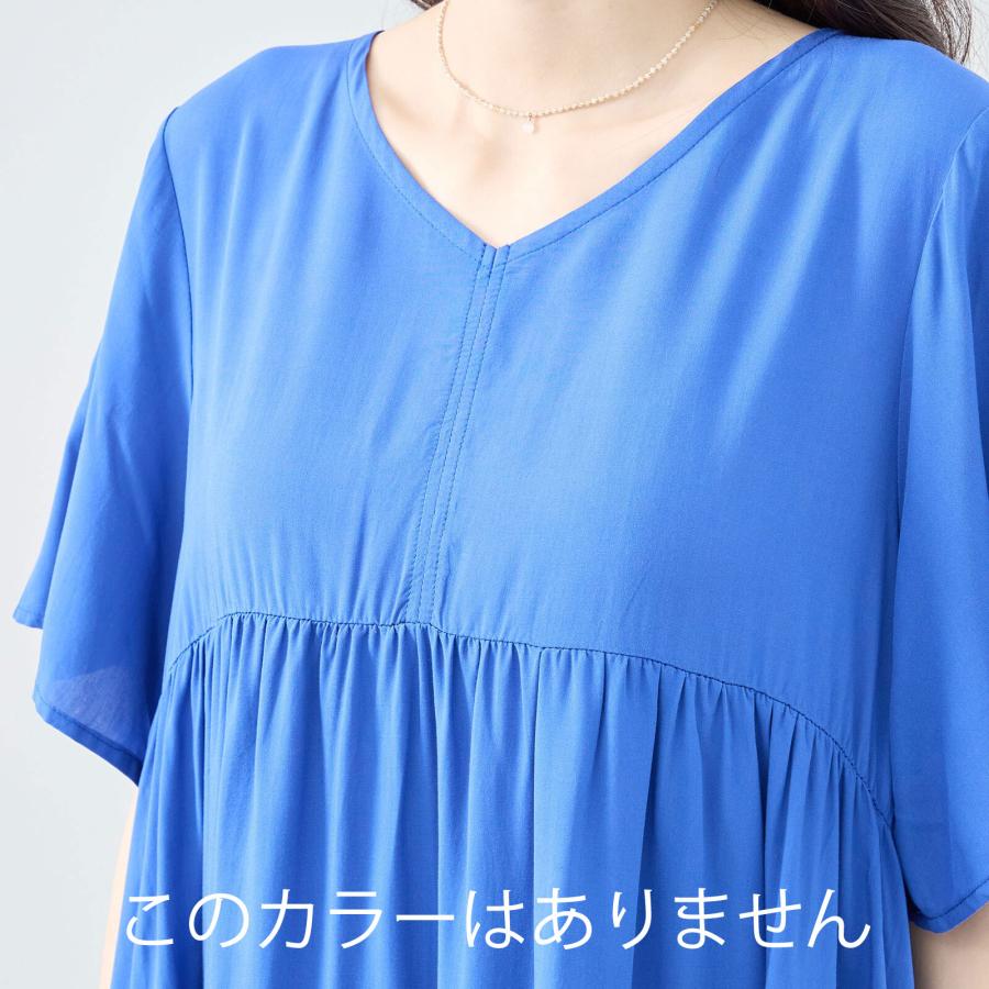 とろみ素材のティアードワンピース / レディース 春 夏 真夏 冷感素材 ロング マキシ ひんやり ゆったり 五分袖 |  | 12