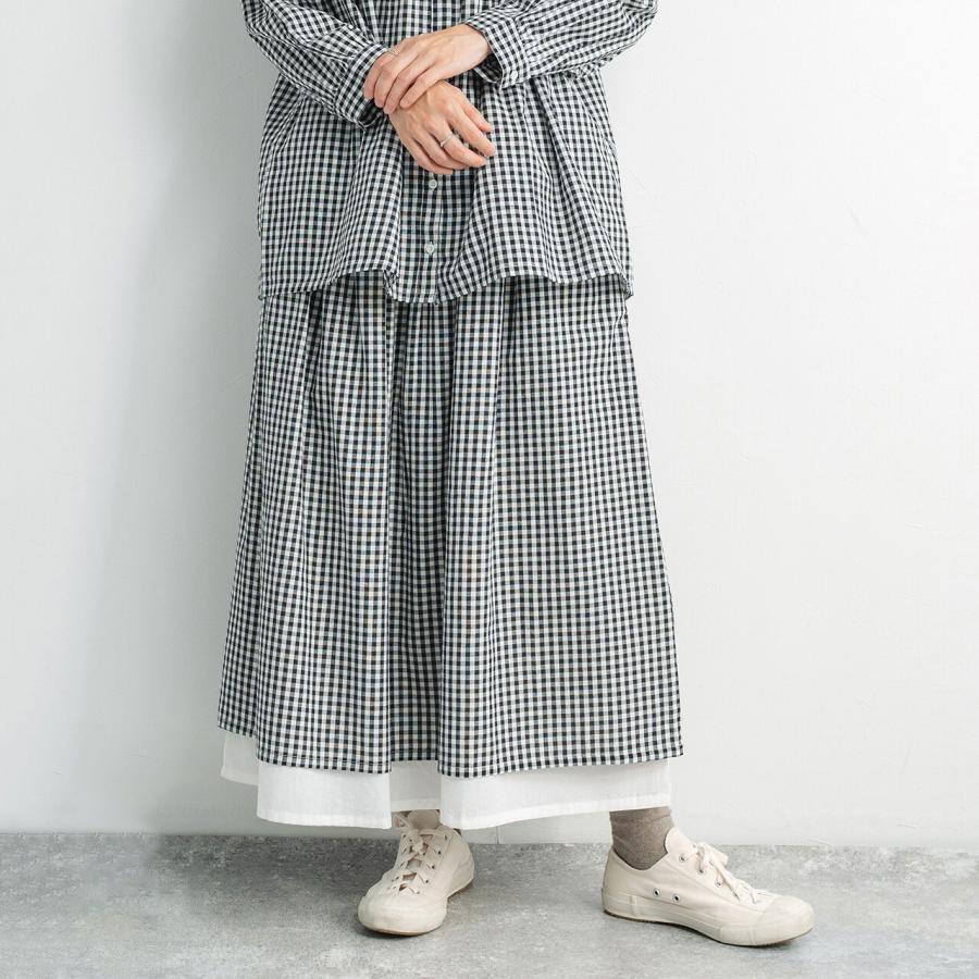 ギンガムチェックのギャザースカート / レディース 春 夏 ロング マキシ インド綿 コットン ナチュラル カントリー | 