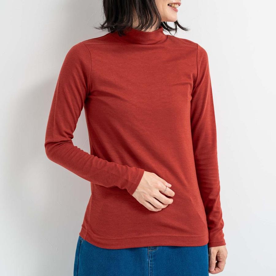吸湿発熱加工　スムースハイネックインナー / レディース 秋 冬 カットソートップス 長袖 Tシャツ インナー 暖か モックネック |  | 02