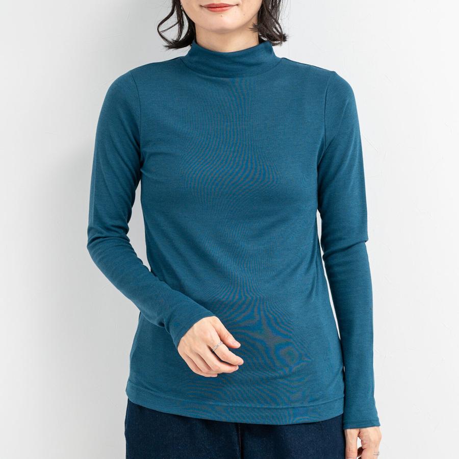 吸湿発熱加工　スムースハイネックインナー / レディース 秋 冬 カットソートップス 長袖 Tシャツ インナー 暖か モックネック |  | 03