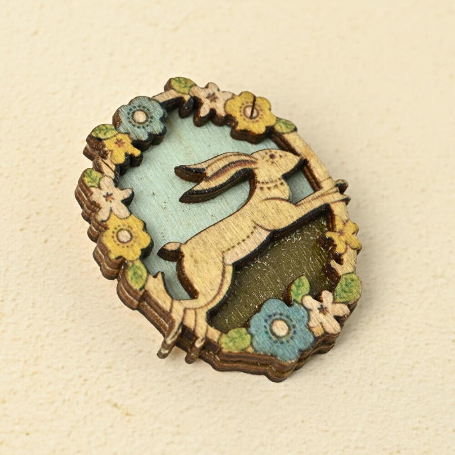 森の動物ウッドブローチ / レディース ナチュラル 木製 自然素材 可愛い ほのぼの うさぎ 鹿 リス |  | 05