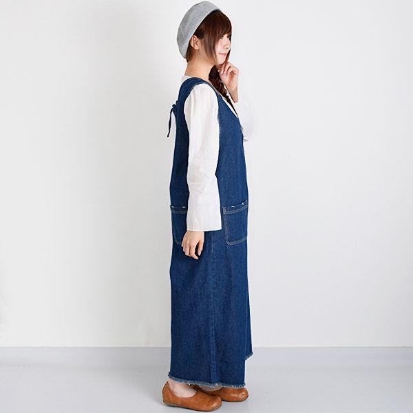 デニムのバックレースアップオールインワン オーバーオール サロペット 冬 秋 激安通販 レディース