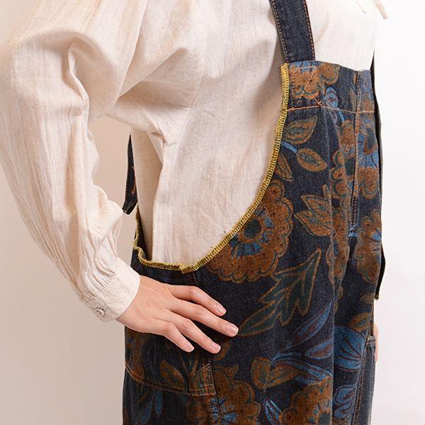 Fillil 再値下げ 花柄プリントのデニムサロペット / パンツ レディース 