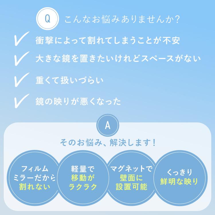 鏡 姿見 割れない鏡 50×160 全身鏡 ウォールミラー 姿見鏡 貼る鏡 全身 マグネット 軽量 スリム アイリスオーヤマ フィルムミラー KWM-50160M *_2