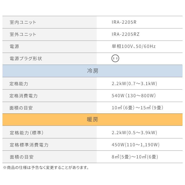 [最短3日施工]  エアコン 6畳 工事費込み 6畳用 2024年 2.2kw 工事込 ルームエアコン エコ 省エネ アイリスオーヤマ 個人 法人 大口 まとめ買いIRA-2205R｜petkan｜09