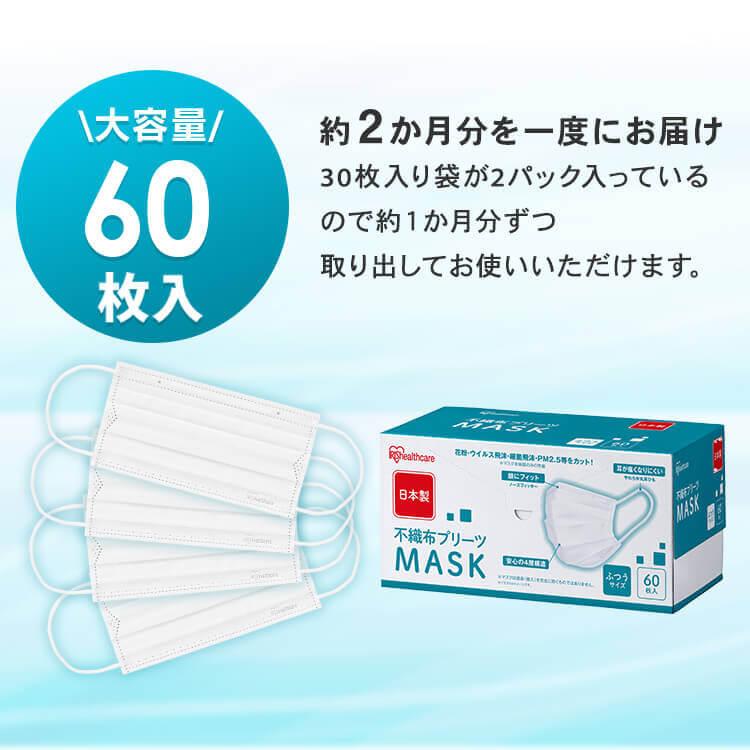マスク 不織布 不織布マスク アイリスオーヤマ 小さめ 60枚入 ふつう