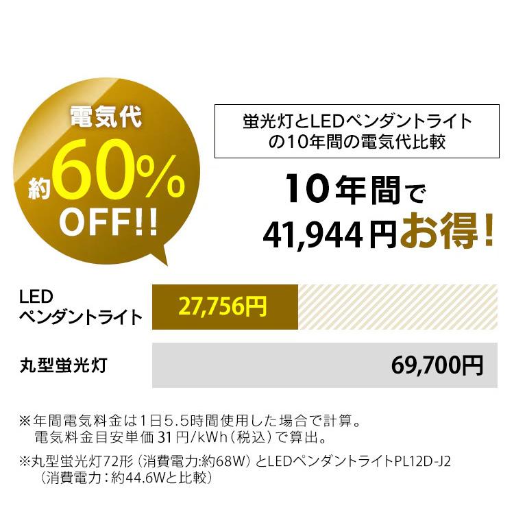 ペンダントライト led 12畳 和風 照明 おしゃれ 上下 調光 リモコン付き 和室 吊り下げ 照明器具 シンプル ライト 天井 紐 アイリスオーヤマ PL12D-J2 *の画像