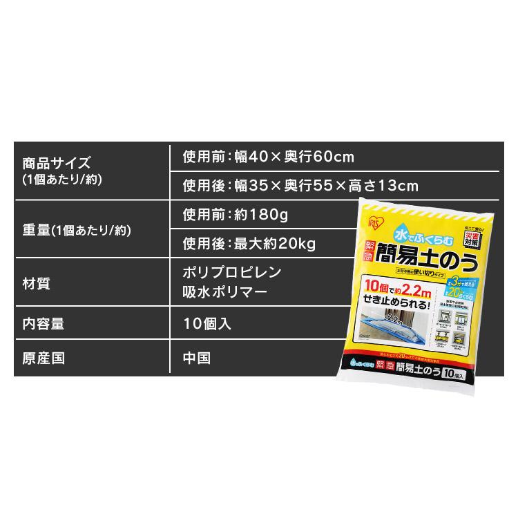 IRIS OHYAMA（アイリスオーヤマ） 土嚢 土のう 10個入 水で膨らむ 土砂