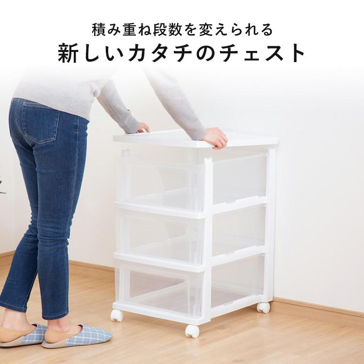 収納ケース 収納ボックス 押し入れ収納 押入れ収納 3段 チェスト 白 おしゃれ 北欧 収納 クローゼット ホワイト/クリア アイリスオーヤマ NSCLZ503|petkan|03