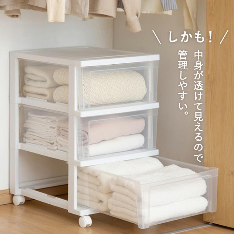 収納ケース 収納ボックス 押し入れ収納 押入れ収納 3段 チェスト 白 おしゃれ 北欧 収納 クローゼット ホワイト/クリア アイリスオーヤマ NSCLZ503|petkan|07