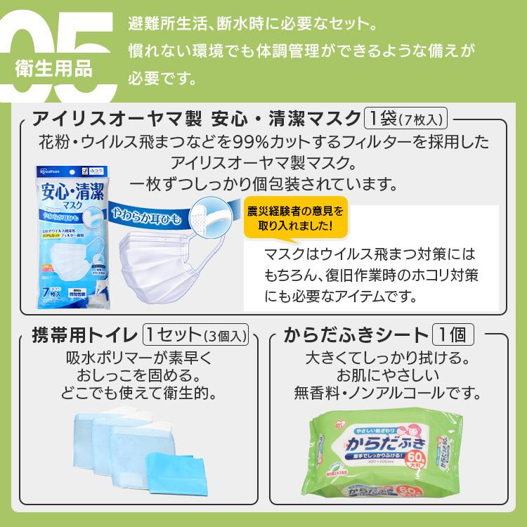 防災セット 1人用 防災グッズ 防災リュックセット 防災リュック 災害対策 地震対策 防災用品 必要なもの リュック 女性 子供 家族 アイリスオーヤマ｜petkan｜14