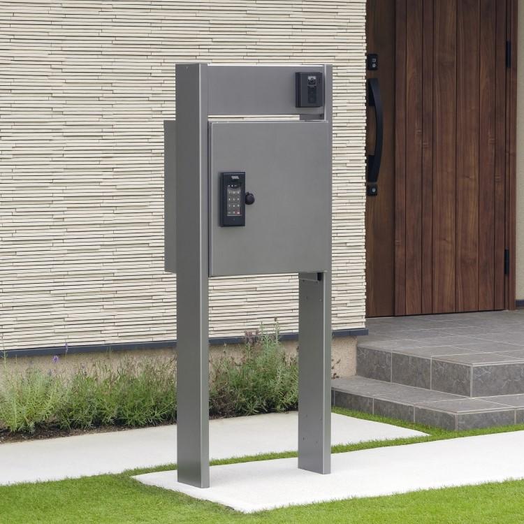 門柱 機能ポール 玄関 おしゃれ 北欧 モダン シンプル アイアン スリム 表札 屋外 柱のみ 後付け ダークシルバー アイリスオーヤマ FNGT-56180-S | IRIS OHYAMA