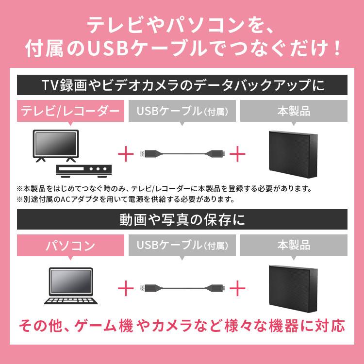 外付けHDD テレビ録画 1TB 4K ハードディスク 外付け テレビ 4K放送対応ハードディスク アイリスオーヤマ HDCZ-UT1K-IR 新生活｜petkan｜04